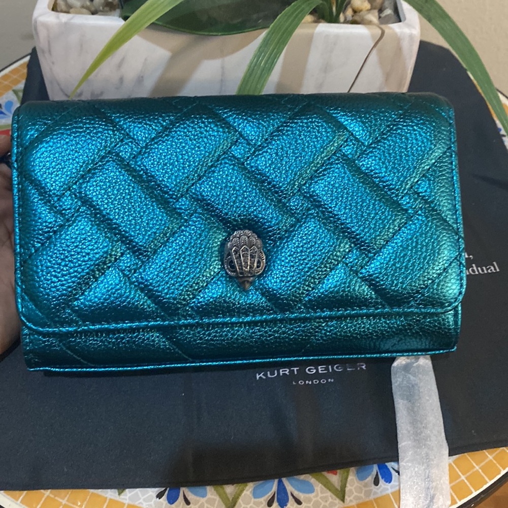 kurt Geiger London Extra Mini Kensington Quilted Leather Wallet on a Chain